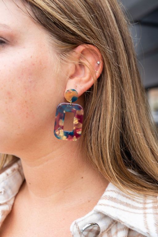 Margot - Golden Navy Maroon Earrings