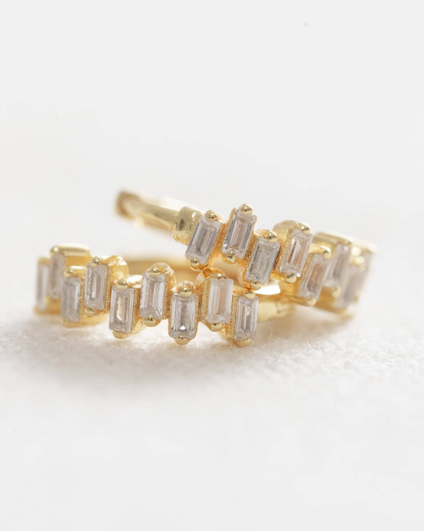Crystal Baguette Huggies