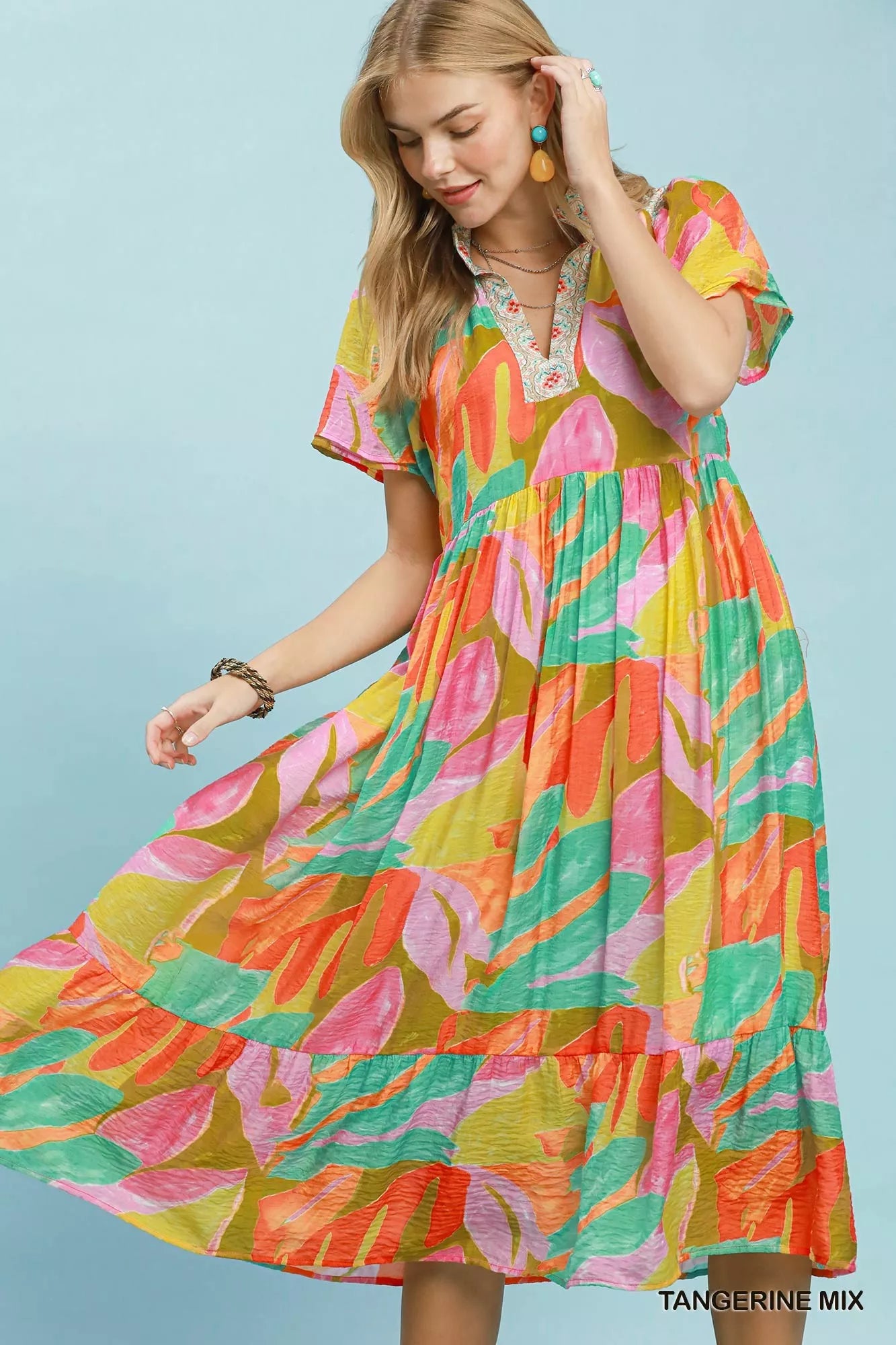 umgee boho dress UMGEE Boho Leafy Print Maxi Dress L