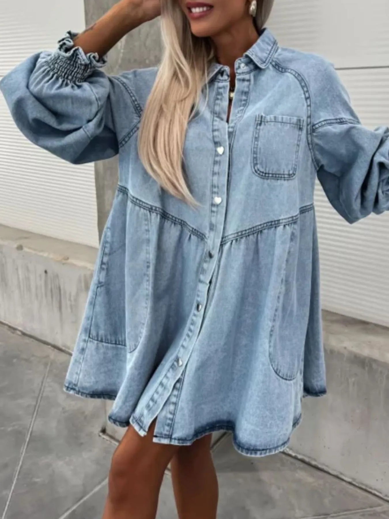 boho denim dress Raw Hem Button Up Denim Dress – Boho Glam