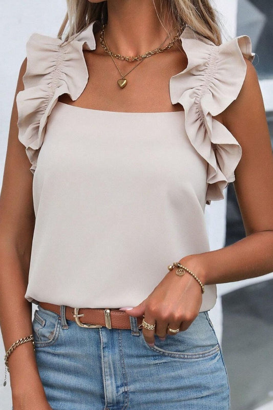 Ruffled Square Neck Tank