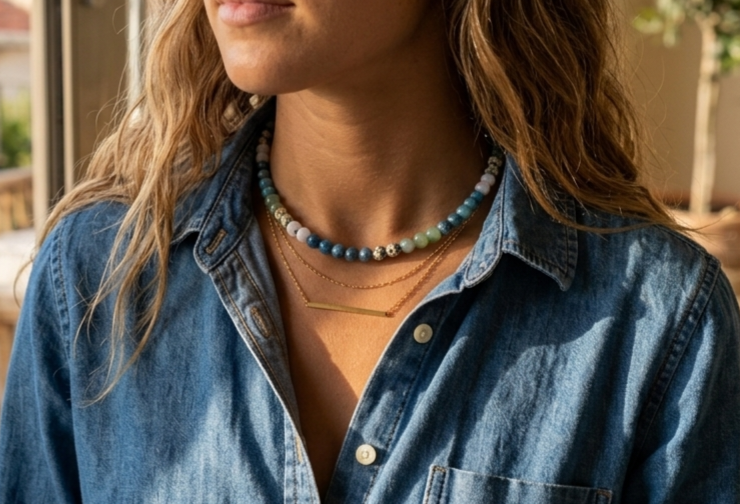 Coastal Tide Stone Beaded Necklace