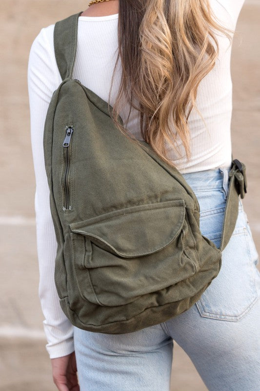 Oversized Canvas Sling Bag