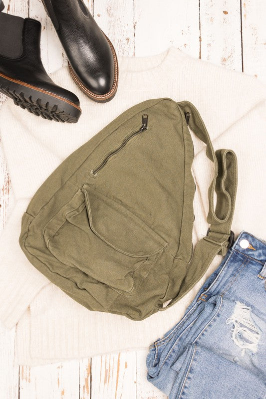 Oversized Canvas Sling Bag