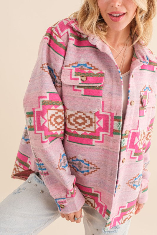 Blue B Jacquard Aztec Shirt Jacket