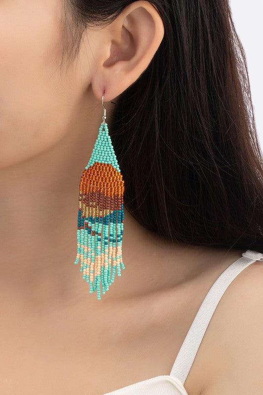 Sunset Seed Bead Drop Earrings