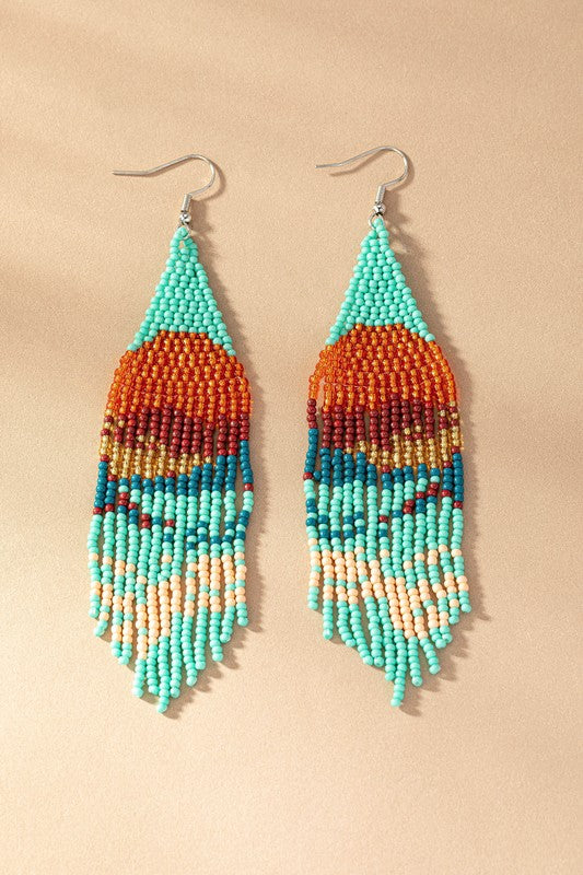 Sunset Seed Bead Drop Earrings