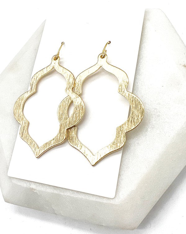 Golden Quatrefoil Metal Statement Earrings