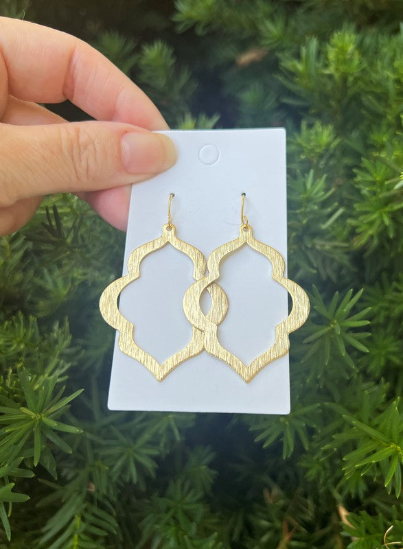 Golden Quatrefoil Metal Statement Earrings