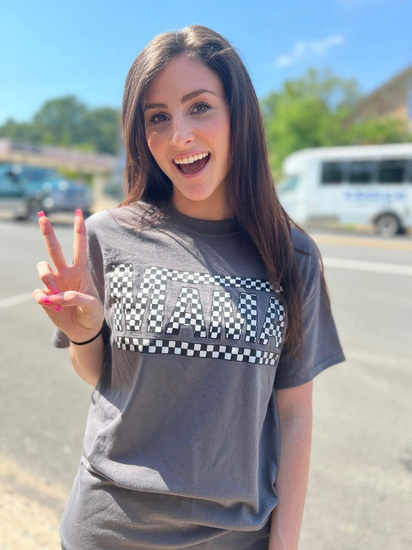 Charcoal Checkered Mama Tee