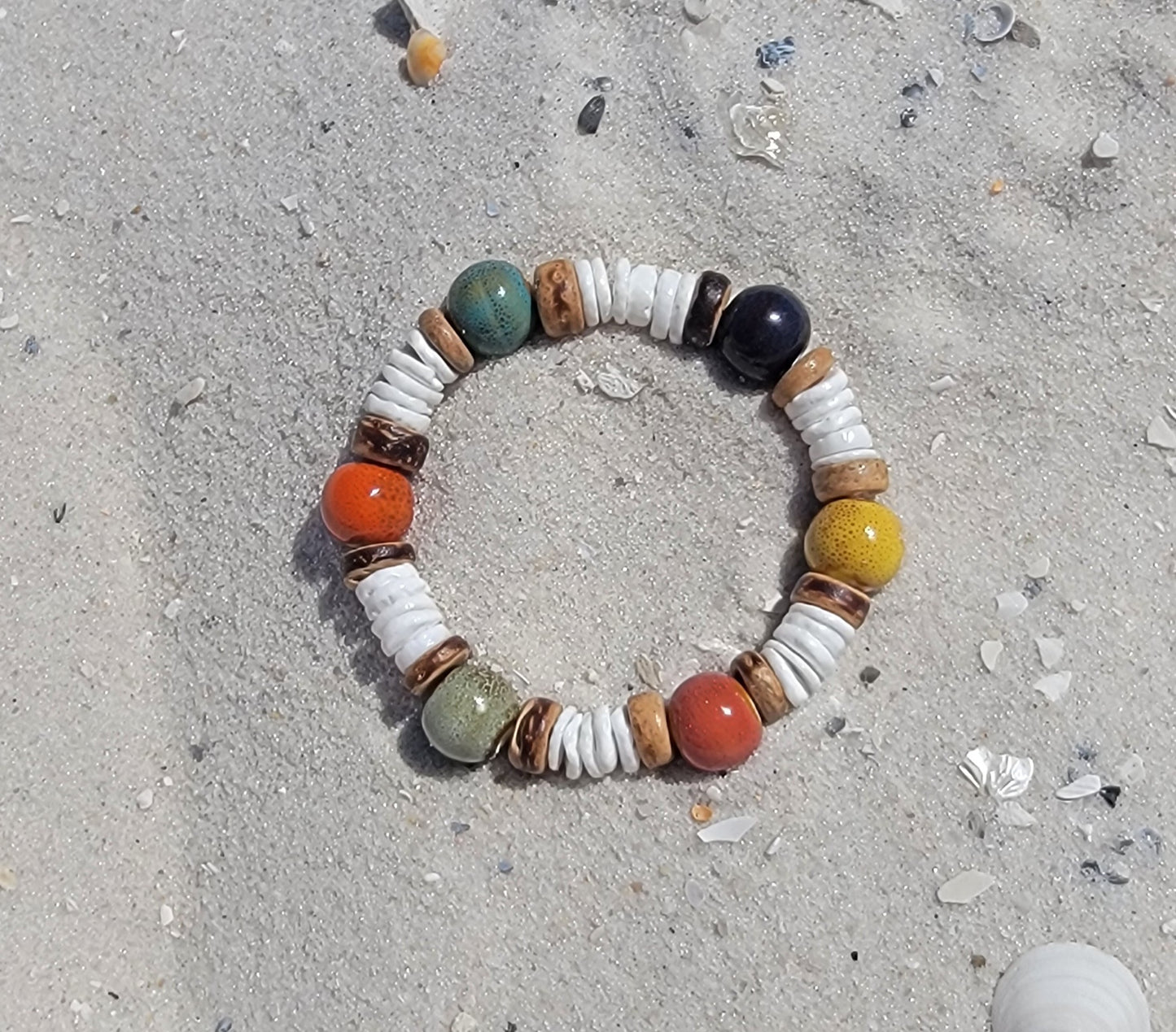 Beachy Boho Shell Bead Bracelet