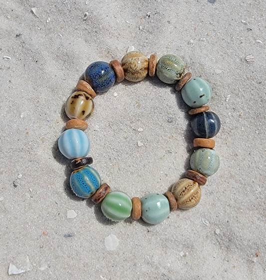 Blue and Green Hues Bead Bracelet