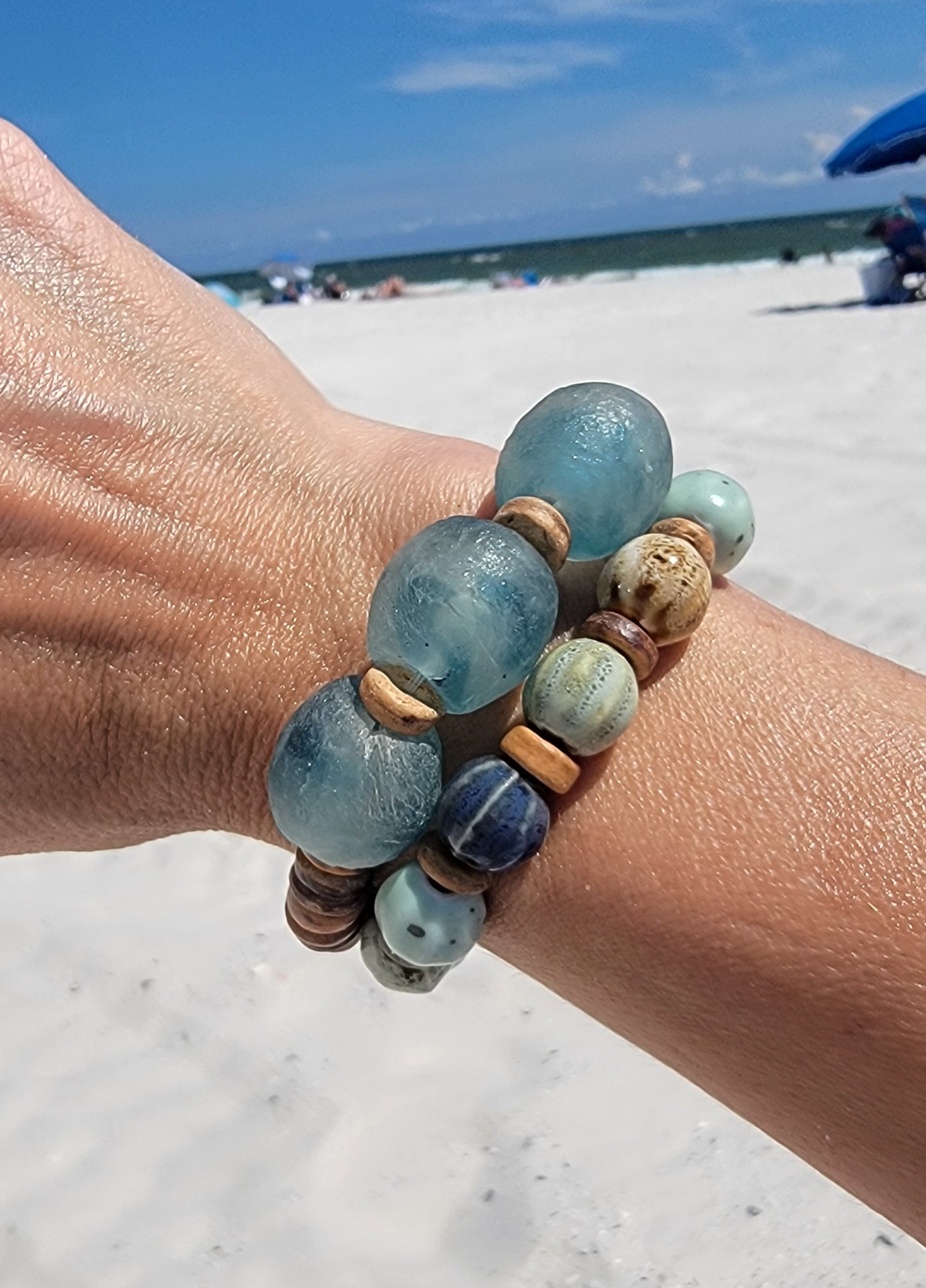 Blue and Green Hues Bead Bracelet