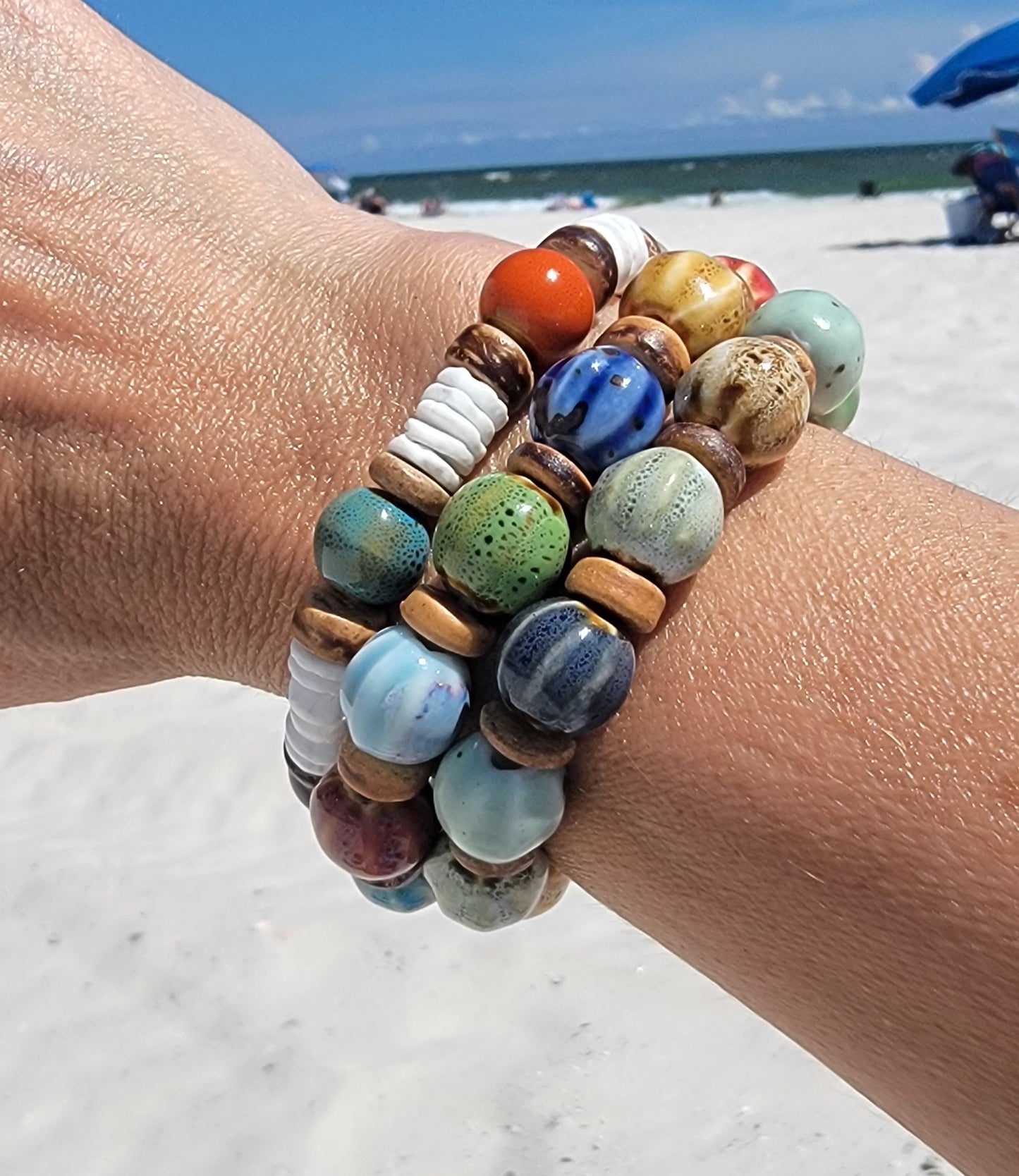 Blue and Green Hues Bead Bracelet