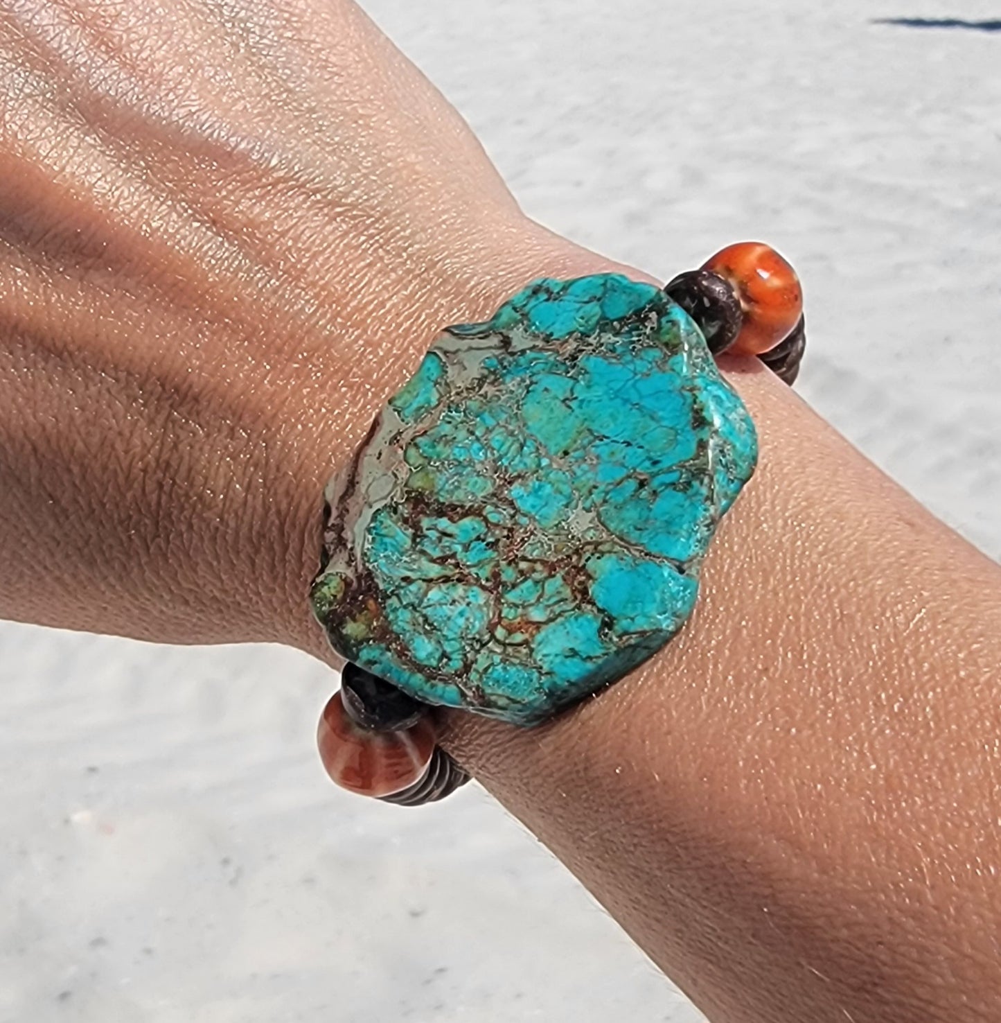 Large Turquoise Stone Bead Bracelet