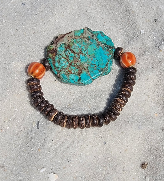 Large Turquoise Stone Bead Bracelet