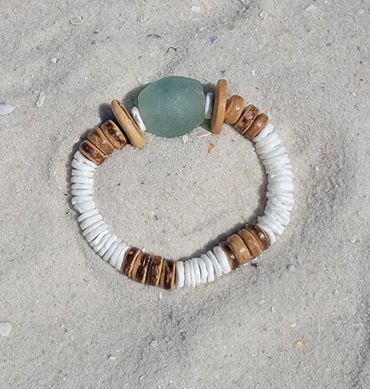 Beach Light Green Glass Bead Bracelet