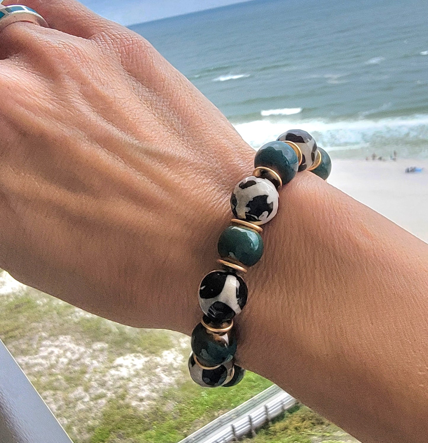 Classy Boho Green Bead Handmade Bracelet