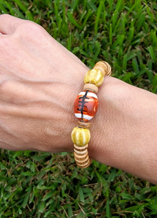 Game Day Handmade Yellow Boho Football Bracelet