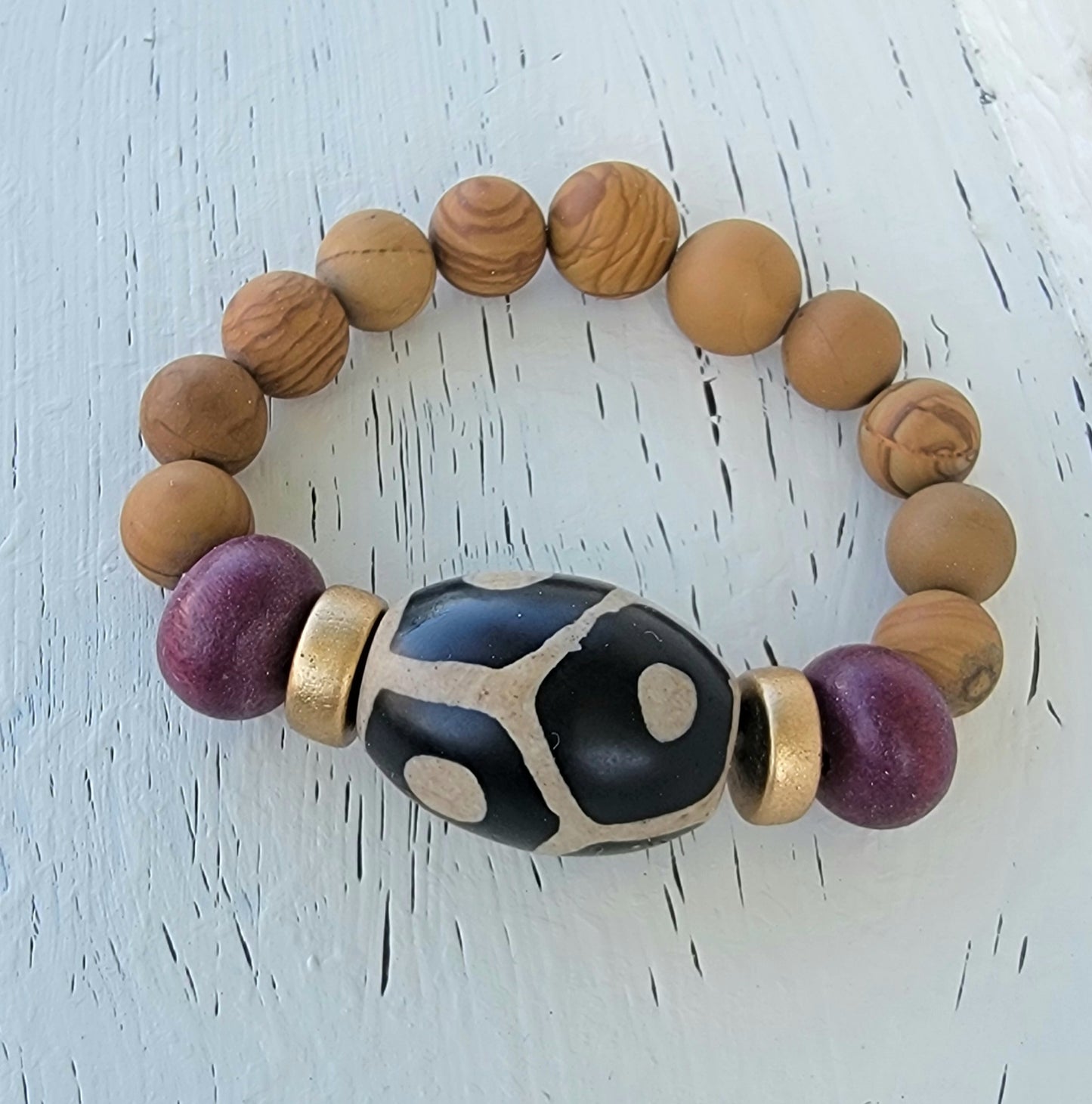 Large Natural Stone Bead Bracelet