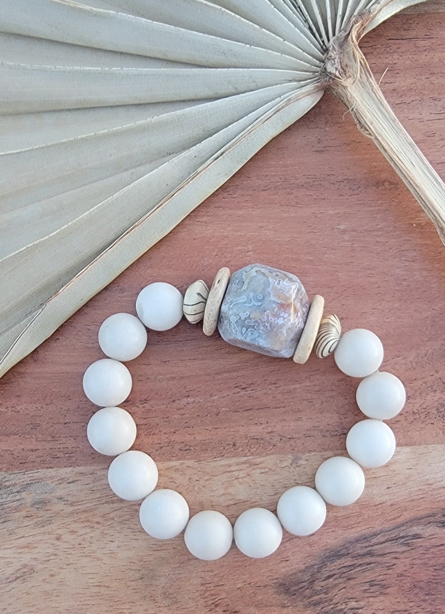 Natural Stone Neutral Bead Bracelet