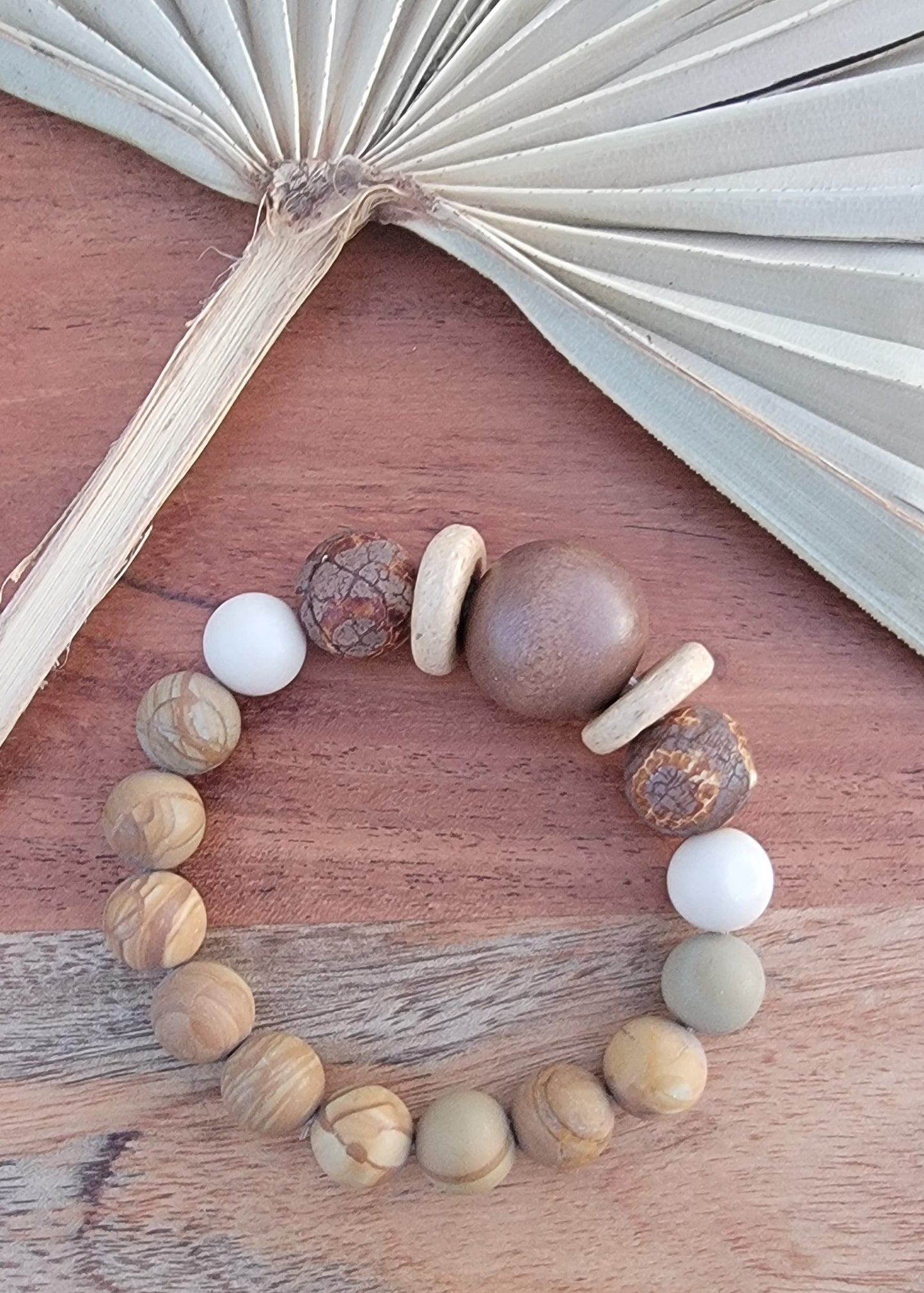 Neutral Antique Style Bead Bracelet