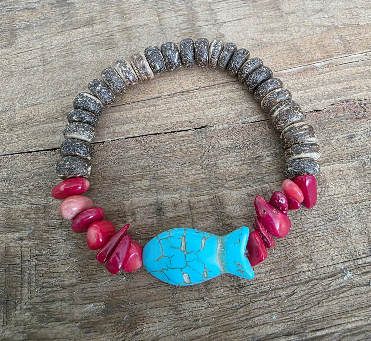 Handmade Stone Fish Bracelet (six colors)