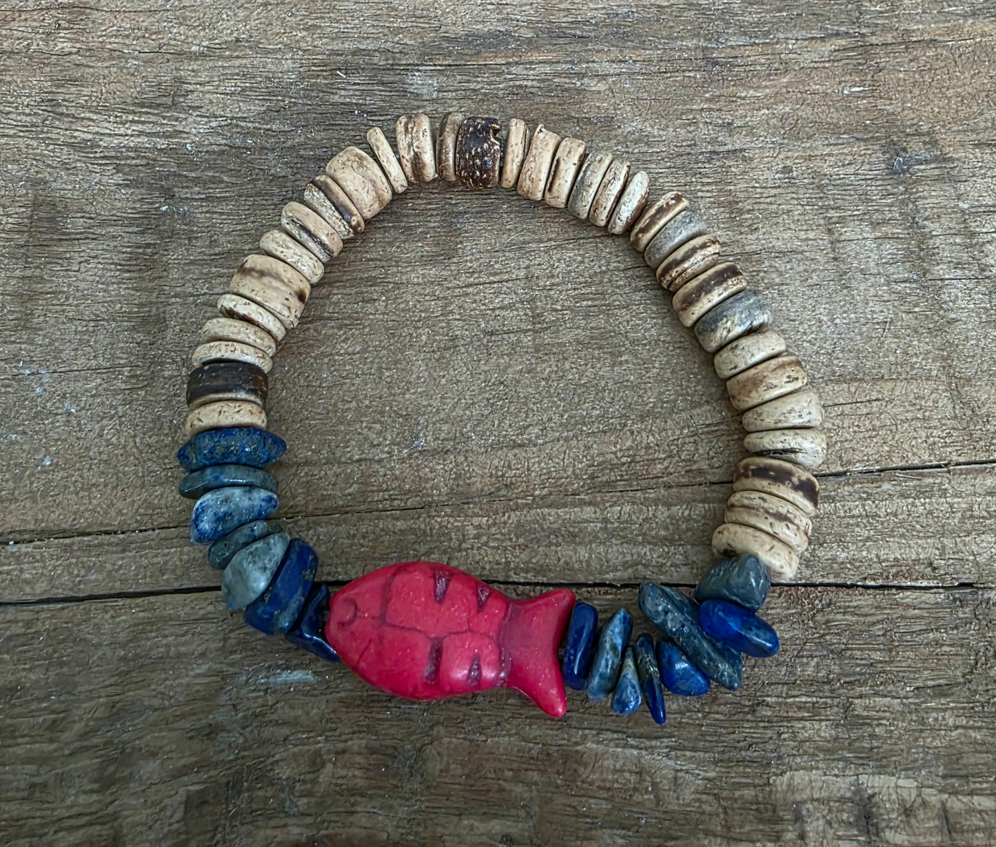 Handmade Stone Fish Bracelet (six colors)