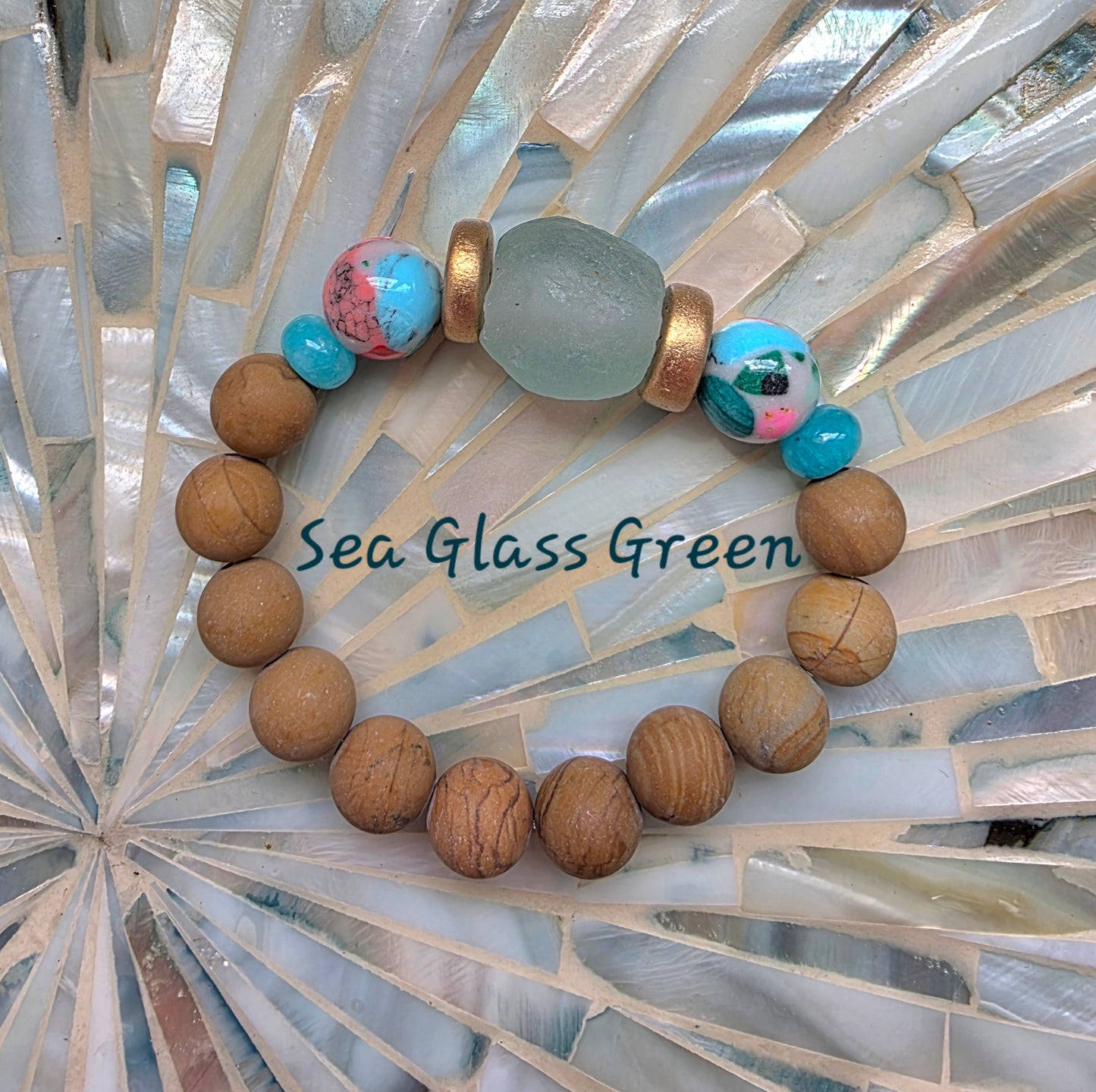 Handmade Pink and Blue Boho Bead Bracelet