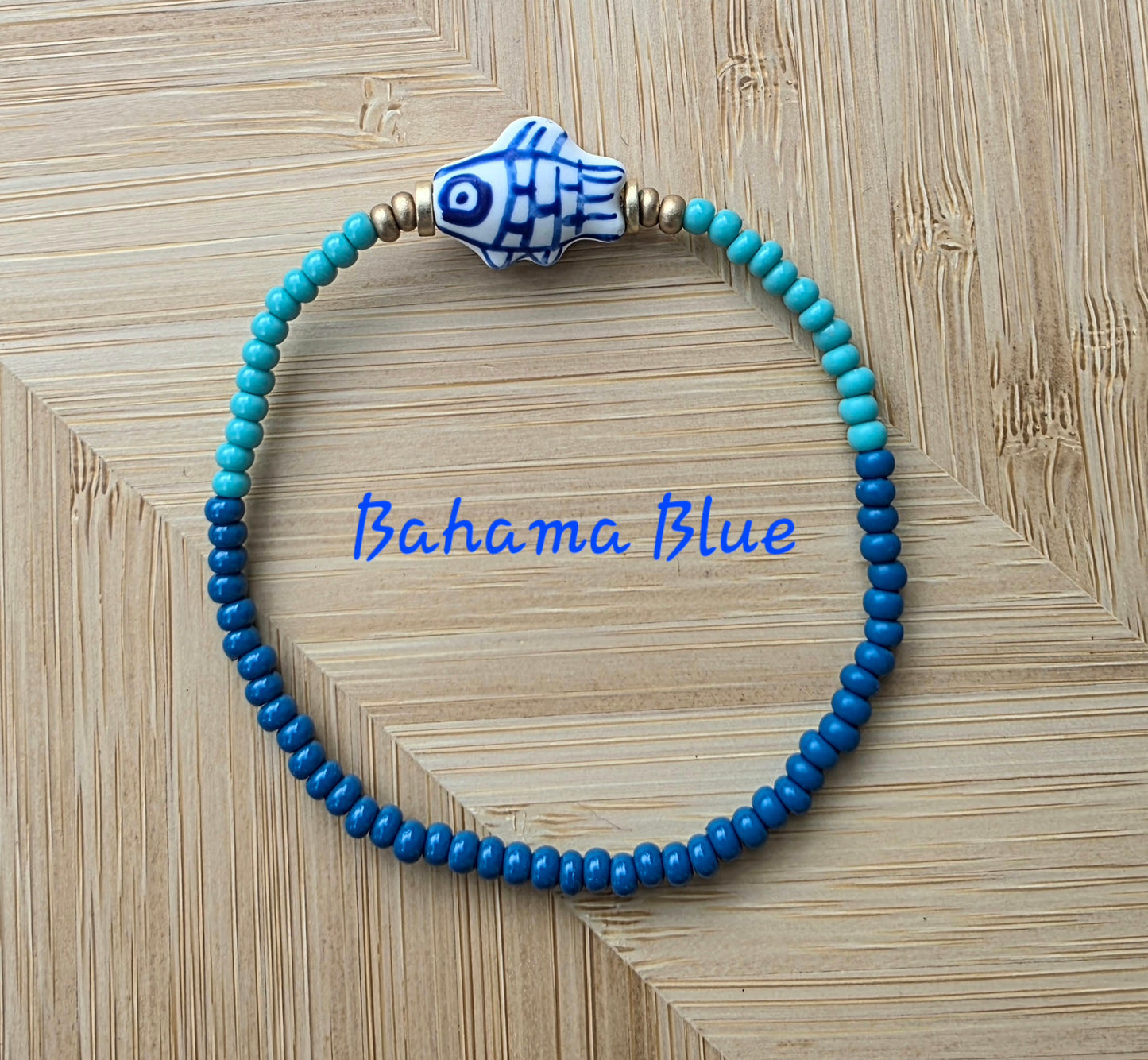 Hand Painted Fish Bead Bracelet (6 Colors)