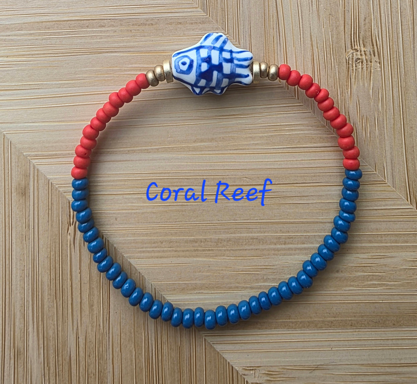 Hand Painted Fish Bead Bracelet (6 Colors)