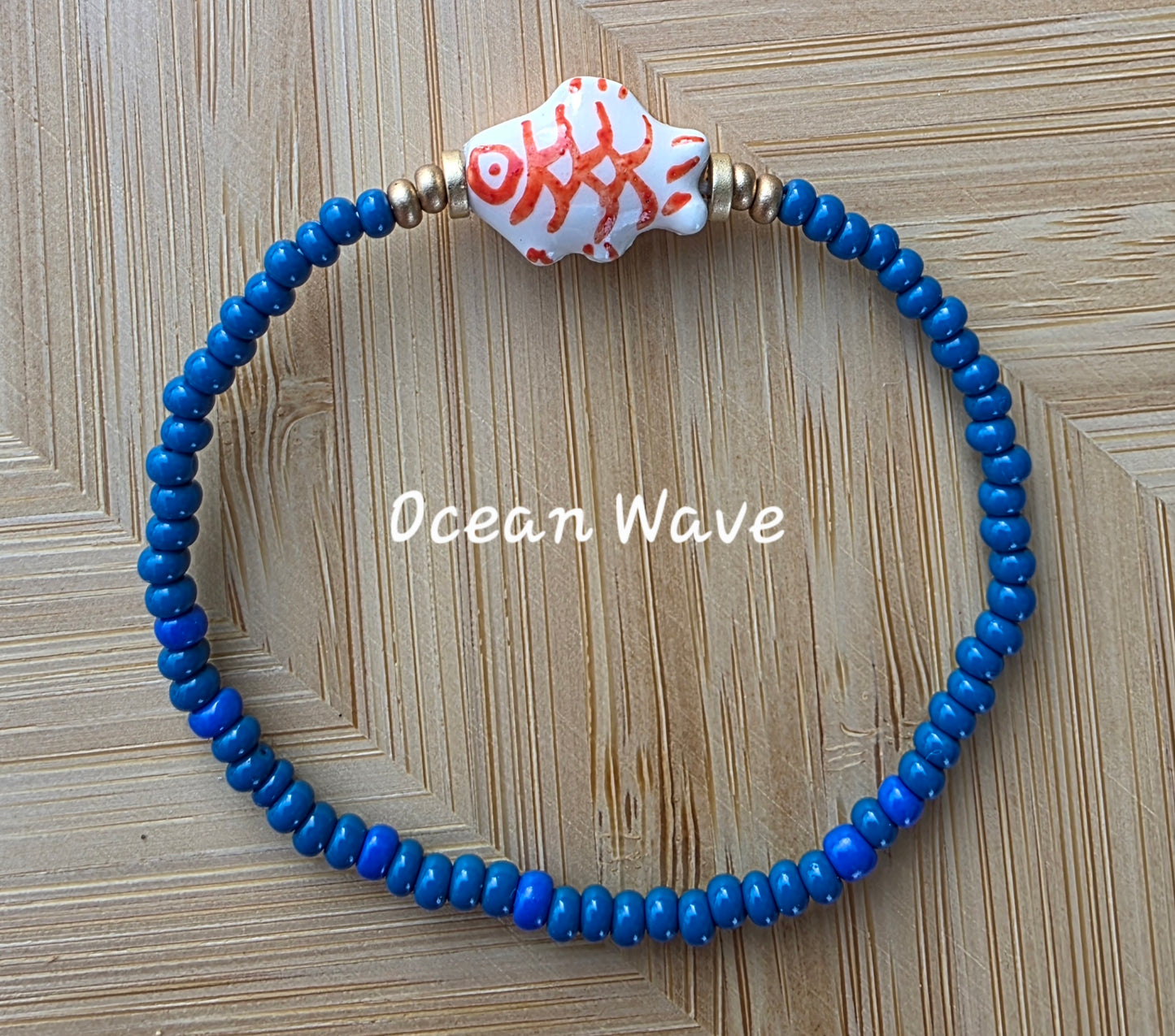 Hand Painted Orange Fish Bead Bracelet