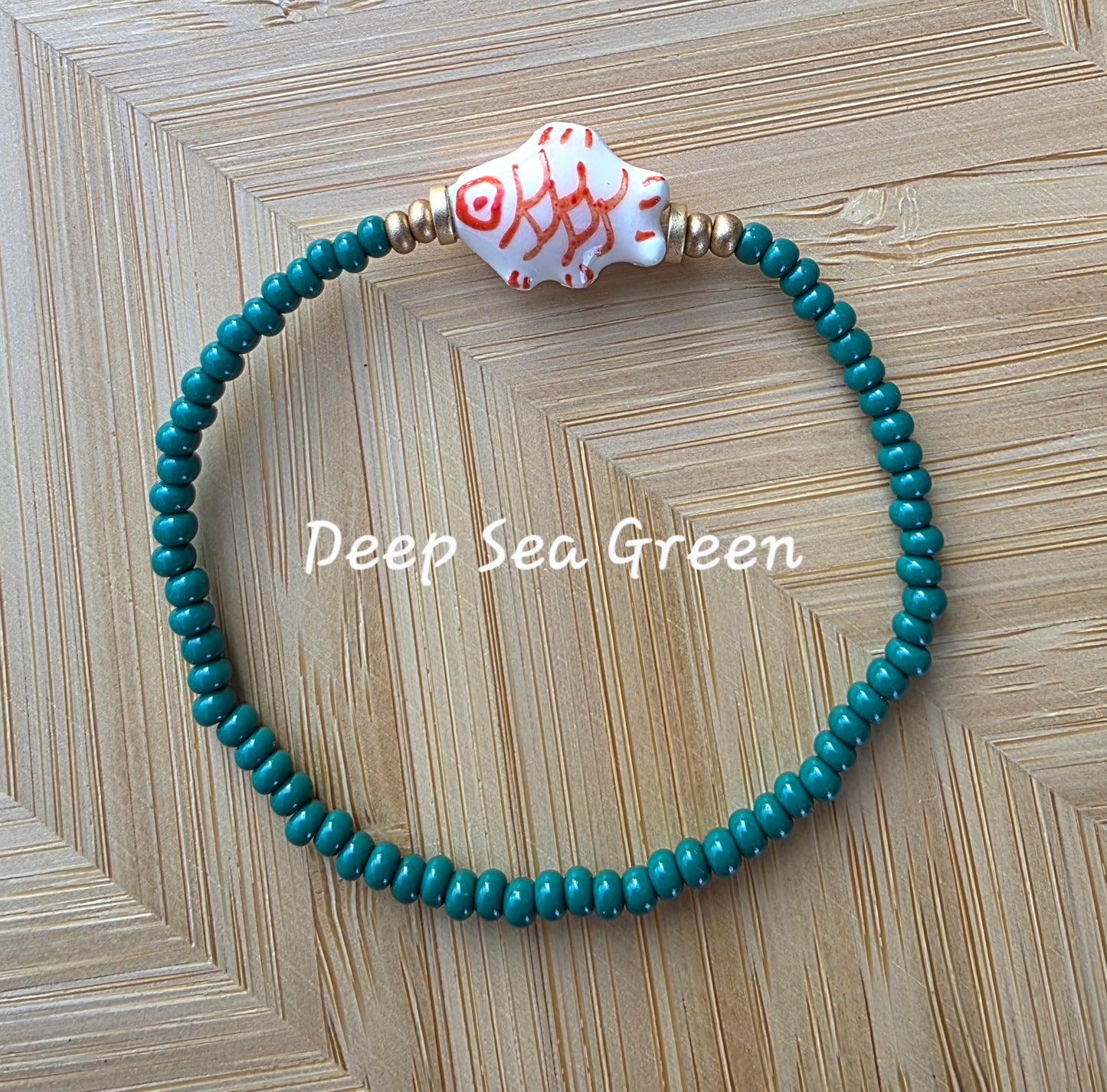 Hand Painted Orange Fish Bead Bracelet