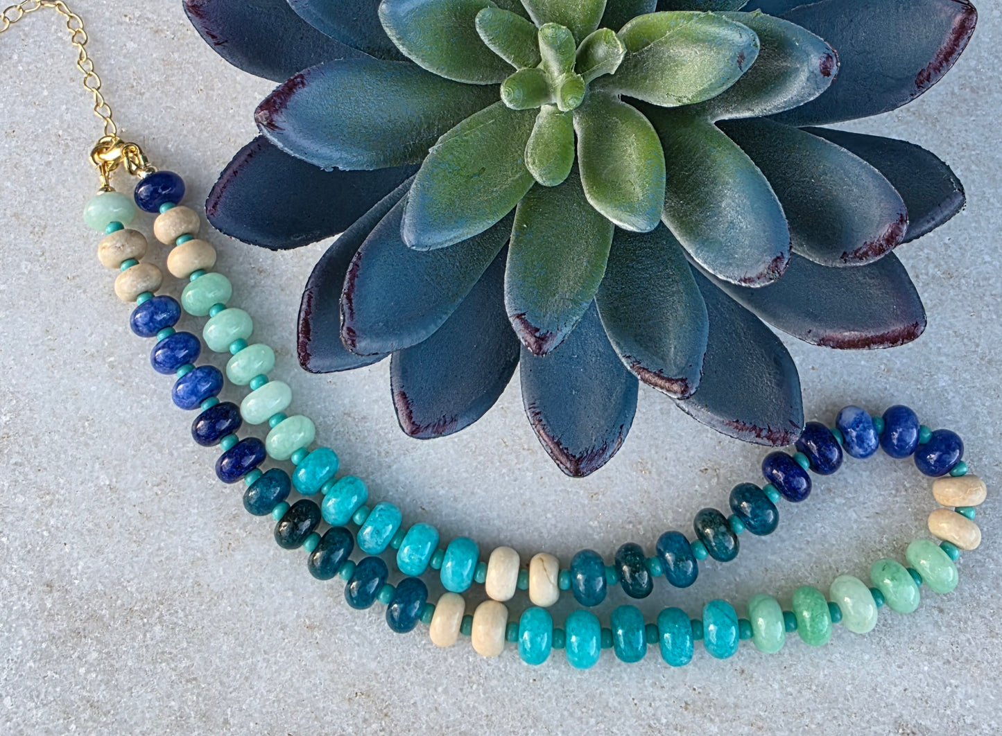 Sand and Sea Stone Bead Necklace