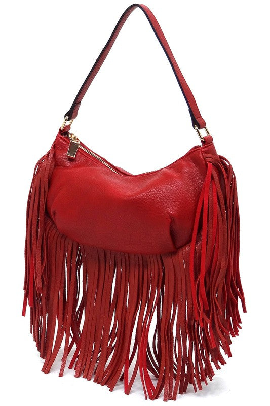 Long Fringe Boho Shoulder Bag