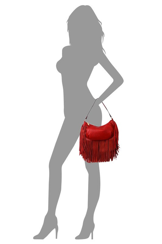 Long Fringe Boho Shoulder Bag