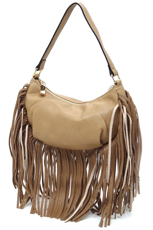 Long Fringe Boho Shoulder Bag