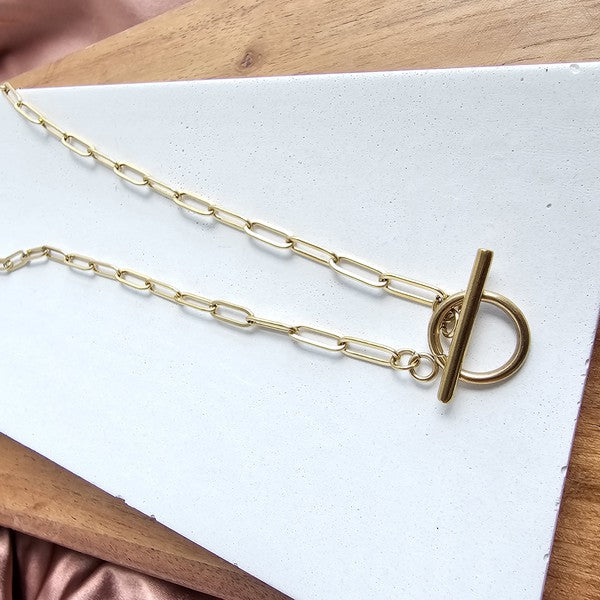 Golden Paperclip Chain - 16IN