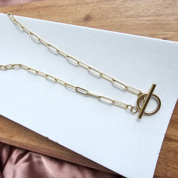 Golden Paperclip Chain - 16IN