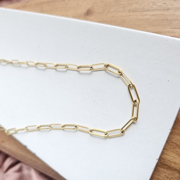 Golden Paperclip Chain - 16IN