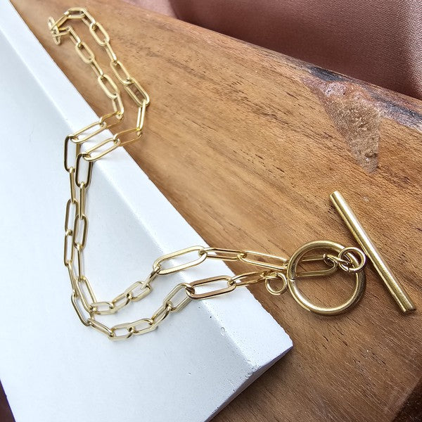 Golden Paperclip Chain - 16IN