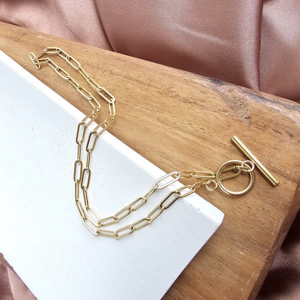 Golden Paperclip Chain - 16IN