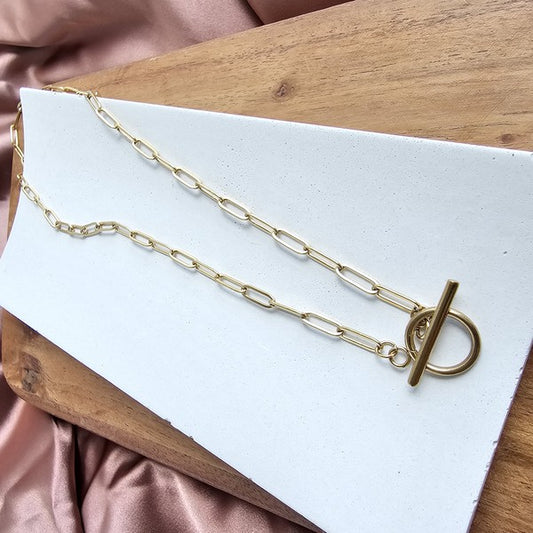 Golden Paperclip Chain - 16IN