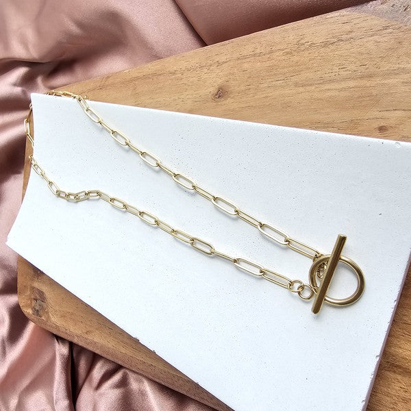 Golden Paperclip Chain - 16IN