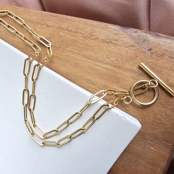 Golden Paperclip Chain - 16IN