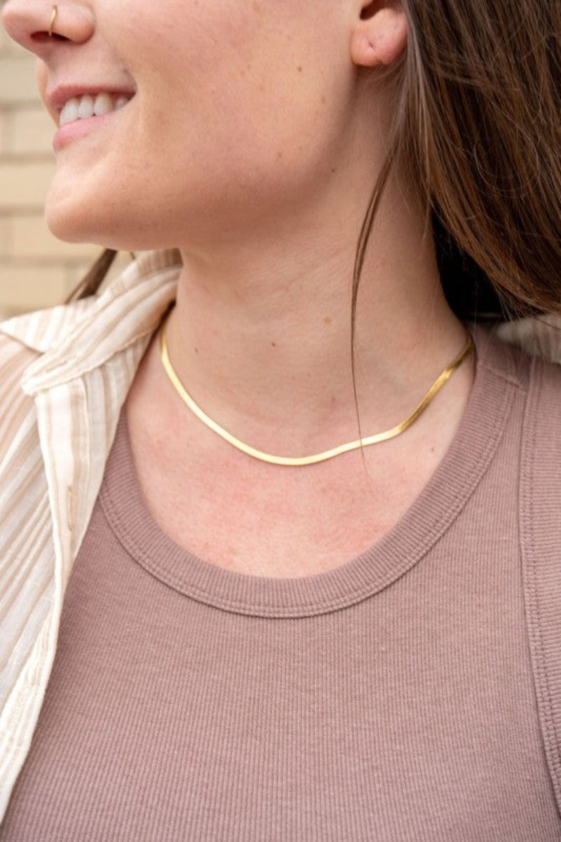 Golden Herringbone Chain - 16in