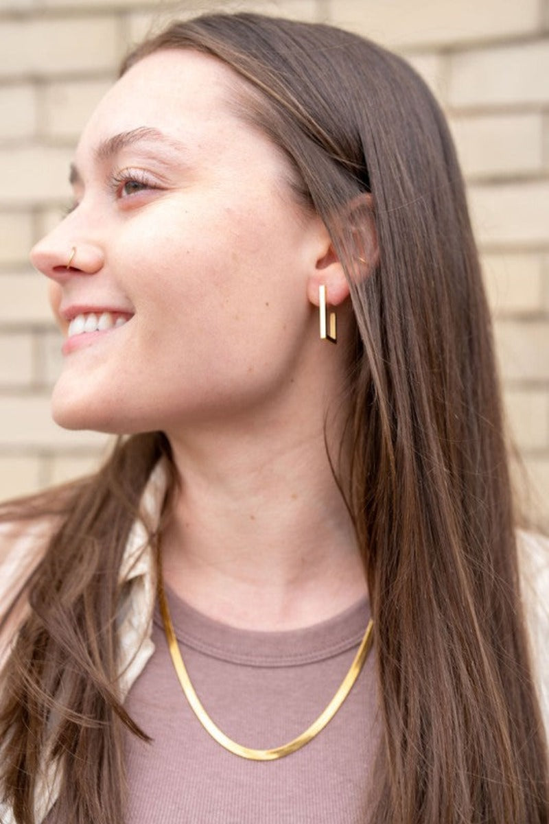 Golden Square Hoops Earrings