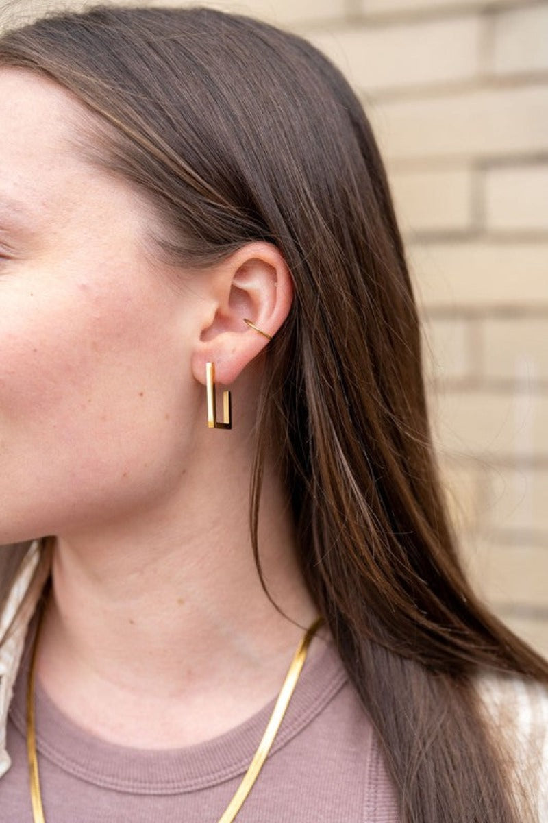 Golden Square Hoops Earrings