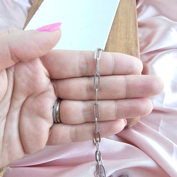 Luxe Silver Paper Clip Chain Necklace - 18in