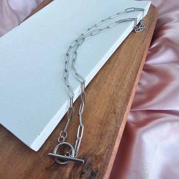 Luxe Silver Paper Clip Chain Necklace - 18in